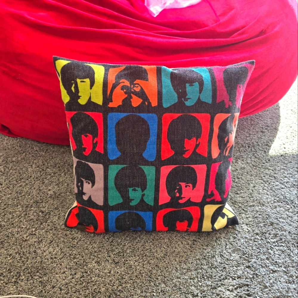 Colorful Beatles Pop Art Pillow